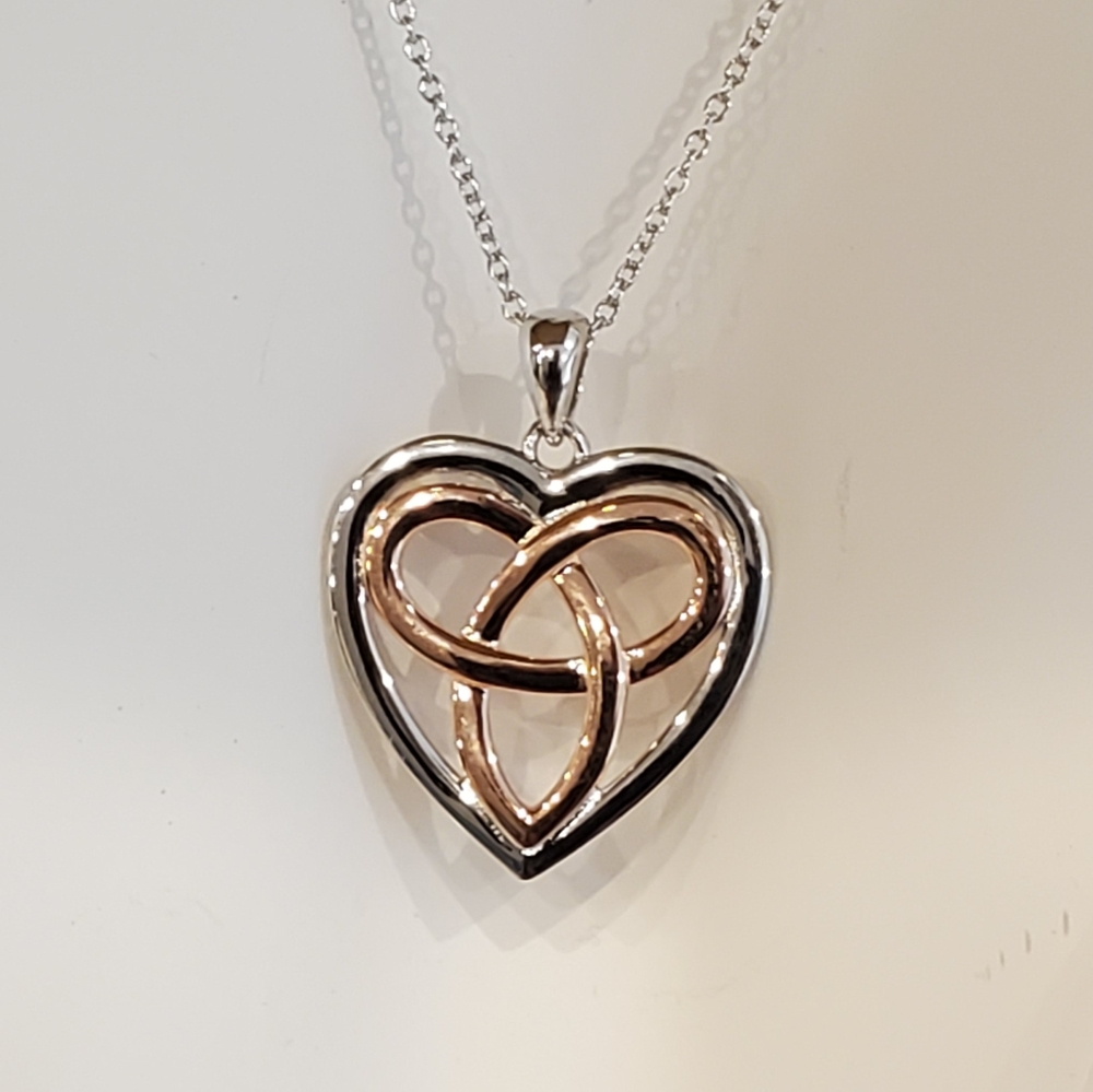 NEW S925 Rosegold Celtic Heart Necklace